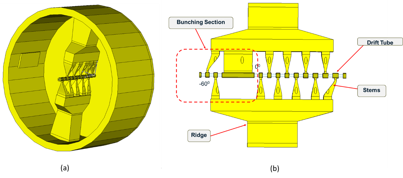 A 3D view of the Inter-digital H type drift tube linac structure