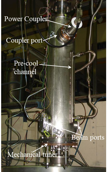 prototype resonator getting ready for cold test (right).