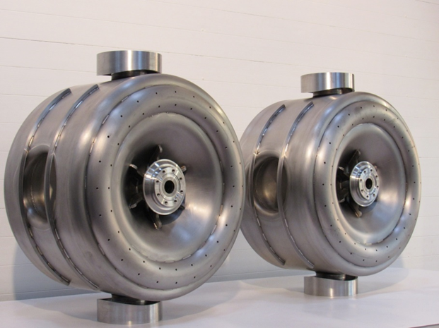 The two SSR1 bare niobium resonators before their shipment to Fermilab.