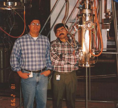 Cold test of a QWR from the production lot at Argonne National Lab (February 1999).